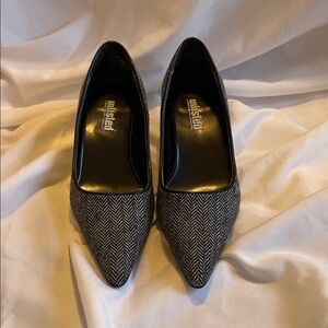 Unlisted by Kenneth Cole Black and White Herringbone Heels